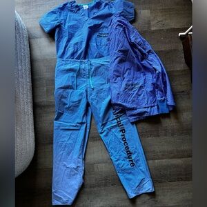 Women's Blue Surgical Procedure Set; top XS, bottom XS, jacket S